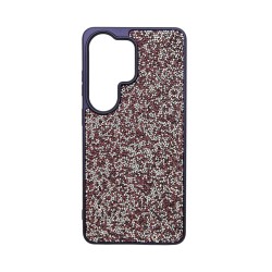 Capa de Silicone Dura de Designer com Cristais de Diamante para Samsung Galaxy S26 Ultra Lilás